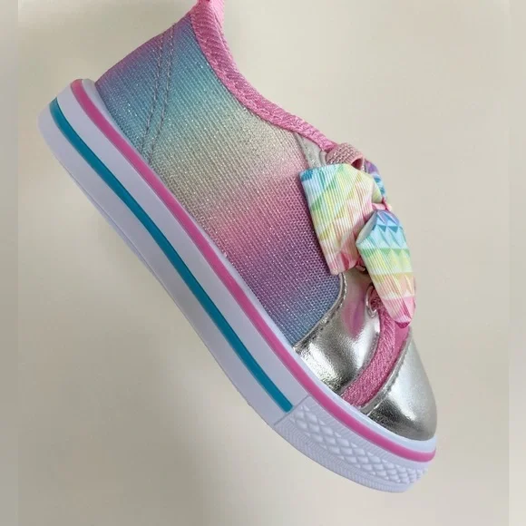 Laura Ashley Toddler Baby Girl Pink Sparkly Rainbow Slip-on Sneaker size 5 - Picture 11 of 12